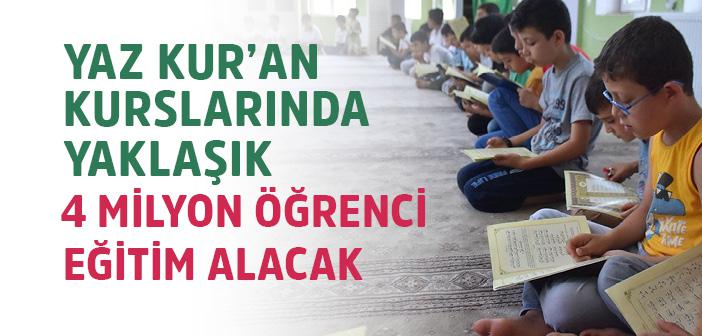 Yaz Kur’an Kurslarında Yaklaşık 4 Milyon Öğrenci Eğitim Alacak